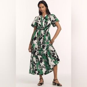 NWT! Anthropologie Green Floral The Somerset Maxi Dress - Size XL 🏈